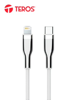 CABLE TIPO C A LIGHTNING, BLANCO Y PLATEADO, 2 METROS