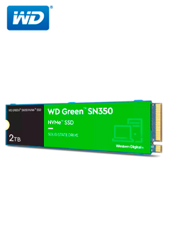 UNIDAD DE ESTADO SOLIDO WESTERN DIGITAL GREEN SN350 NVME 2TB M.2 2280, PCIE GEN3 X4