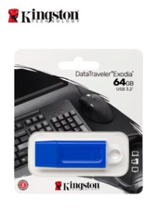 MEMORIA FLASH USB KINGSTON DATATRAVELER EXODIA 64GB, USB 3.2 GEN 1, COLOR AZUL.P