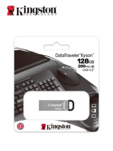 MEMORIA FLASH USB KINGSTON DATATRAVELER KYSON 128GB, USB 3.2 GEN 1, COLOR PLATA.