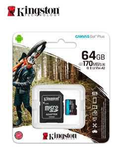 MEMORIA FLASH MICROSDXC KINGSTON CANVAS GO! PLUS,64GB CON ADAPTADOR SD.RENDIMIEN