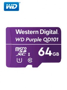 MEMORIA FLASH WD PURPLE 64GB SC QD101 MICROSD, IDEAL PARA CAMARAS DE VIDEOVIGILANCIA.