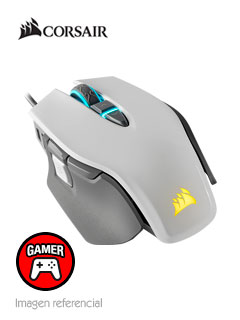 MOUSE ÓPTICO CORSAIR M65 RGB ELITE FPS GAMING, 18000 DPI, USB, 9 BOTONES, BLANCO.