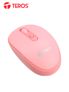 MOUSE ÓPTICO INALÁMBRICO TEROS TE5075R, COLOR ROSADO, 1600 DPI, RECEPTOR USB.4 B