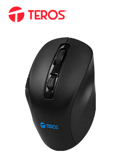 MOUSE TEROS TE-5168N, ÓPTICO, TRIPLE MODO: 2.4G+BLUETOOTH+USB, 6400 DPI, RGB, NEGRO