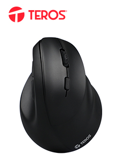 MOUSE TEROS TE-5169N, INALÁMBRICO DOBLE MODO: 2.4G+BLUETOOTH, 2400 DPI, VERTICAL, NEG