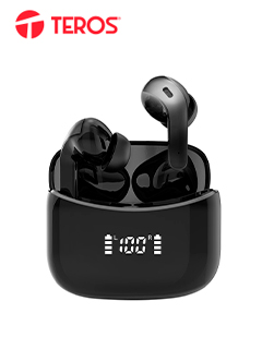 AUDÍFONOS TEROS TE-8074N, BLUETOOTH, TWS, NEGRO