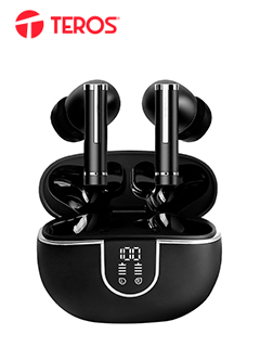 AUDÍFONOS TEROS TE-8075N, BLUETOOTH, TWS, NEGRO