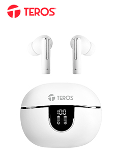 AUDÍFONOS TEROS TE-8075W, BLUETOOTH, TWS, BLANCO