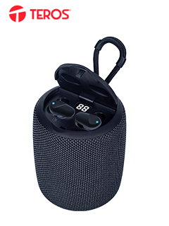 PARLANTE Y AUDÍFONO 2 EN 1 TEROS, TE-6033N, BLUETOOTH, 5W, 1200MAH, NEGRO