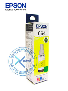 BOTELLA DE TINTA EPSON T664420, COLOR AMARILLO, CONTENIDO 70ML, PARA IMPRESORAS EPSON