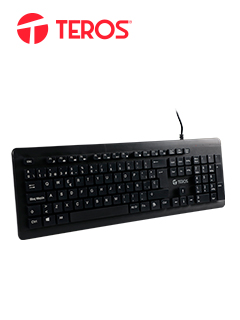 TECLADO LAVABLE TEROS TE-4065N, IPX7, USB, NEGRO